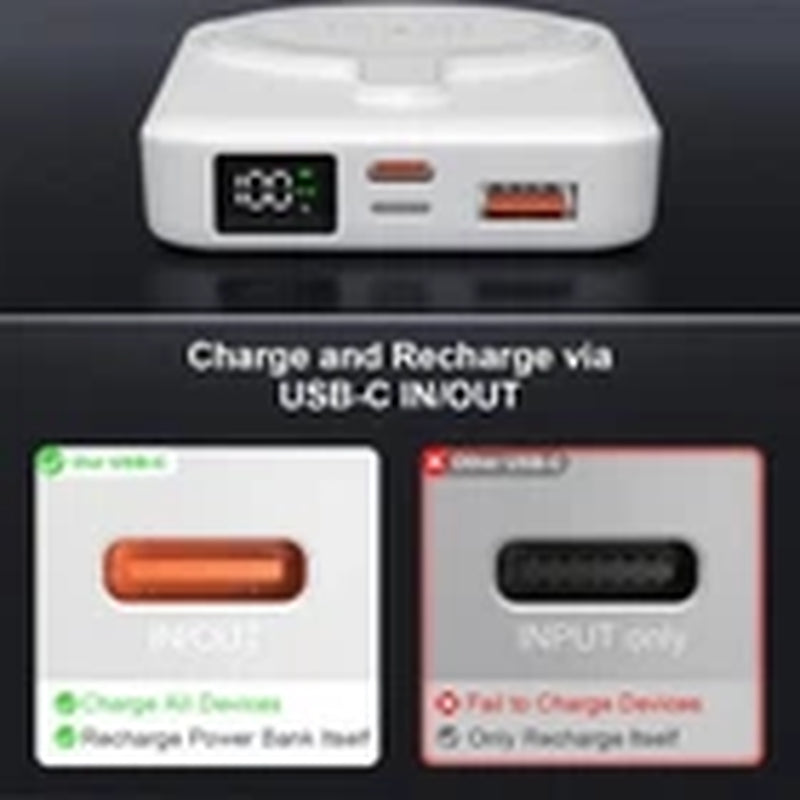 Magnetic Wireless Power Bank 10000mAh – Portable Fast Charger Battery Pack Compatible with iPhone 16/15/14/13/12 Series