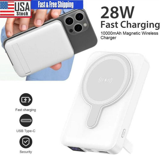 Magnetic Wireless Power Bank 10000mAh – Portable Fast Charger Battery Pack Compatible with iPhone 16/15/14/13/12 Series