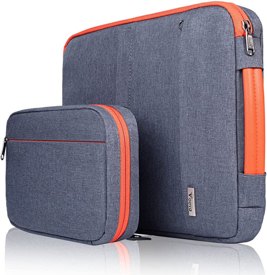 Waterproof 13-14 Inch Laptop Sleeve Case with Detachable Accessory Pouch — Compatible with MacBook Air M2/M3/M4, MacBook Pro 13/14, Surface Laptop 4/5 (13.5”), Chromebook 14, 2-in-1 Protective Computer Bag