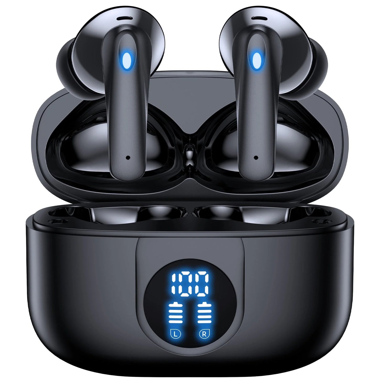 Wireless Earbuds Bluetooth 5.4 Headphones, 60H Playtime with Dual LED Display Charging Case, IPX7 Waterproof Stereo Earbuds with Noise-Cancelling Mics, In-Ear Earphones for Android & iOS