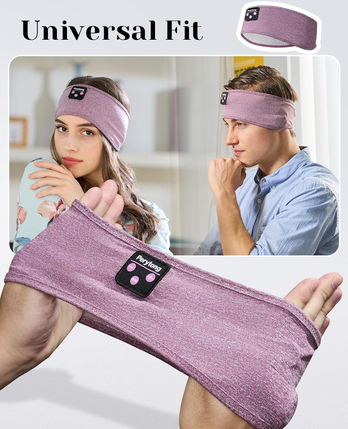 Sleep Headphones Bluetooth Sports Headband with Ultra-Thin HD Stereo Speakers – Comfortable Wireless Headset for Sleeping, Workout, Jogging, Yoga, Insomnia, Air Travel & Meditation – Unisex