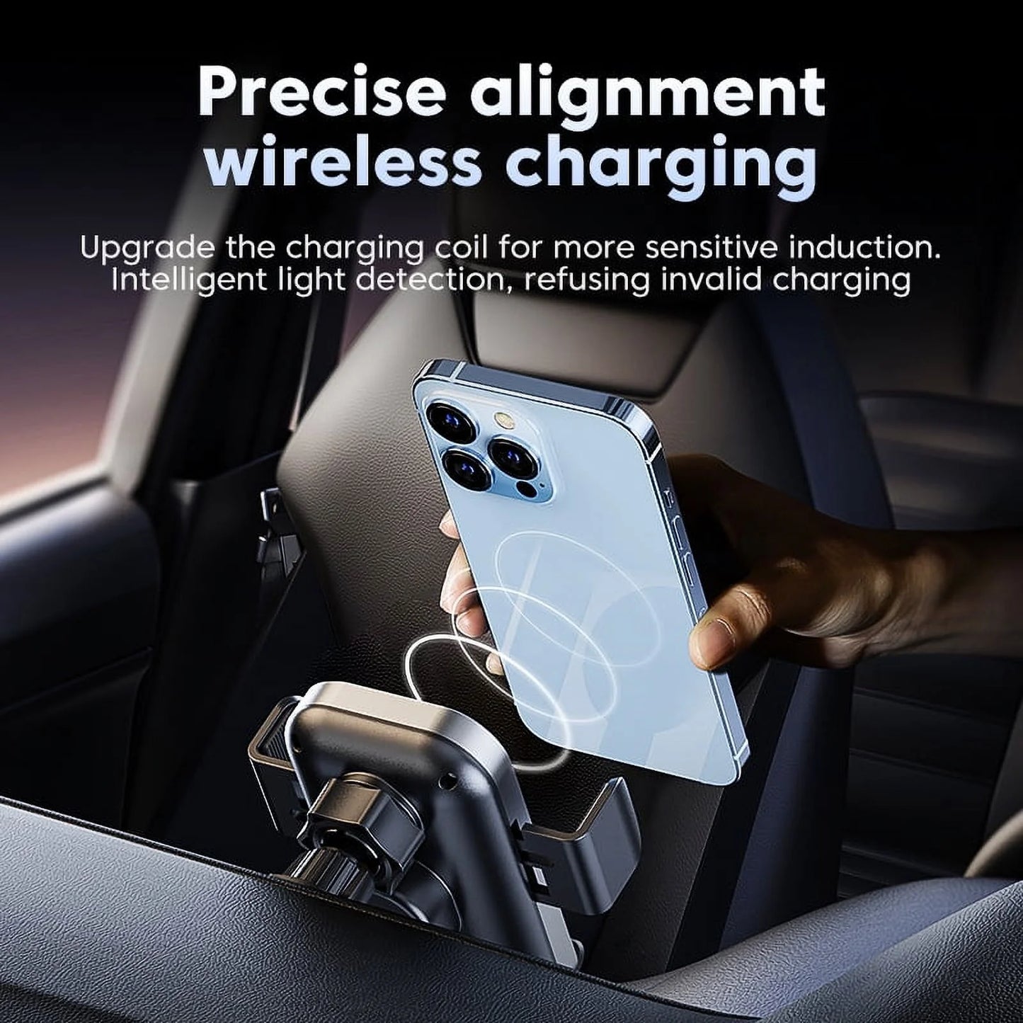 15W Wireless Car Charger Mount – Fast Qi Charging Auto-Clamping Phone Holder for Air Vent, Compatible with iPhone 14/13/12/11/X & Samsung Galaxy S22/S20/S10/S9/Note 20/10/9