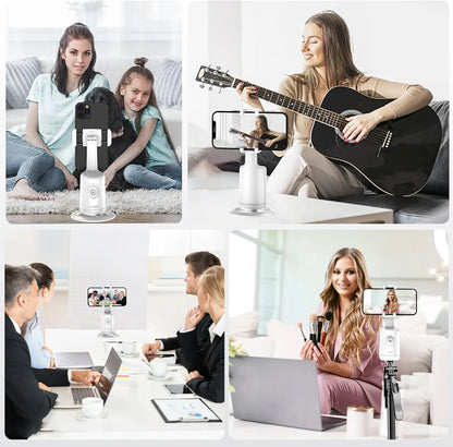 Auto Face Tracking Tripod with 360° Rotation – No App Needed, Gesture Control Phone & Camera Mount, Rechargeable Battery for Vlogging, Streaming, TikTok & Video Recording