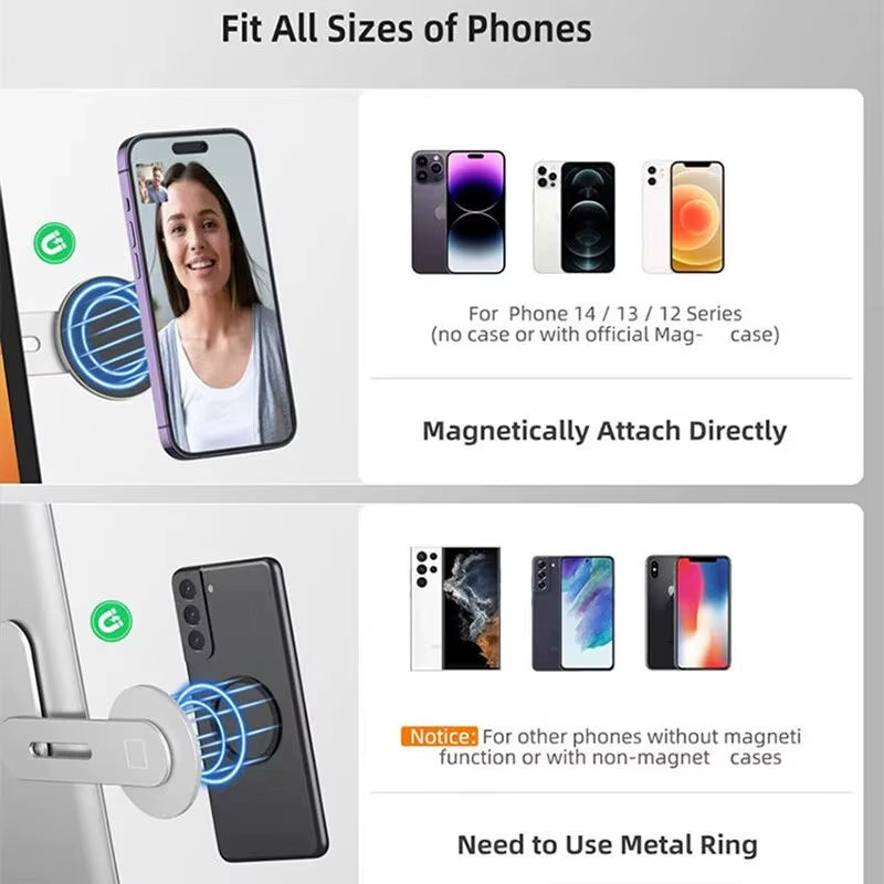 Magnetic Ultrathin Car & Laptop Phone Stand – Foldable Aluminum Alloy Side Mount for Flat Screen Display, Camera, and Rollover Use