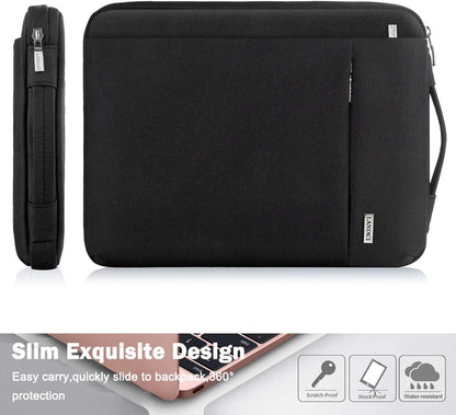 360° Protective 11.6 Inch Laptop Sleeve – Slim Waterproof Shockproof Case for Surface Pro 7/8/9, Laptop Go 2/3, MacBook Air 11, 11–12" Chromebook – Black Carrying Bag