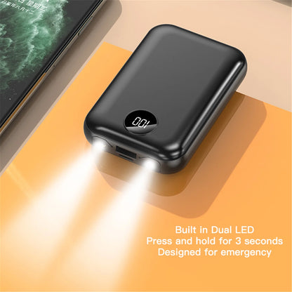 Portable 10000mAh Power Bank | Dual Input Fast Charging with LCD Display & Dual LED Flashlights | High-Capacity Backup Battery Pack for Smartphones, Android, Tablets & More