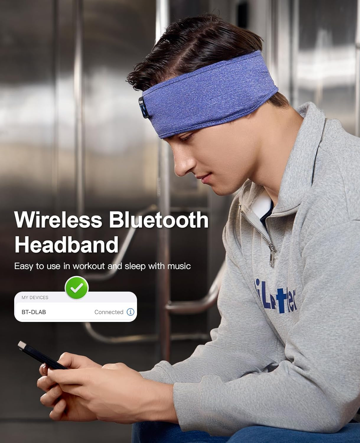 Bluetooth Sleep Headphones Headband – Wireless Sports Headband with Ultra-Thin HD Stereo Speakers for Sleeping, Running, Yoga, Meditation, Insomnia, Travel & Workout