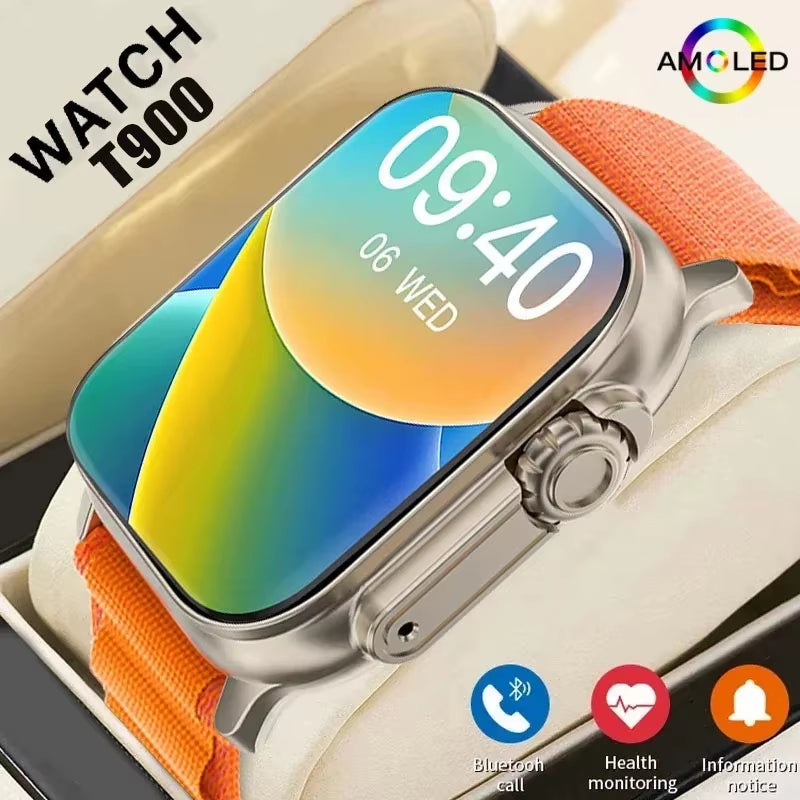 T900 Ultra Smartwatch – Bluetooth Calling, Message Alerts, Heart Rate & Fitness Tracker, Sports Watch for Android & iOS – Unisex Design for Men & Women