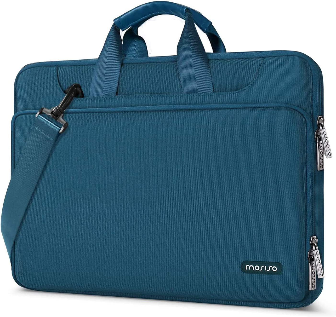 360° Protective Laptop Shoulder Bag – Teal Green Sleeve with Belt, Compatible with MacBook Air 15" M4/M3/M2 A3241 A3114 A2941, MacBook Pro 16" M4/M3/M2/M1, Fits 15-15.6" Notebooks
