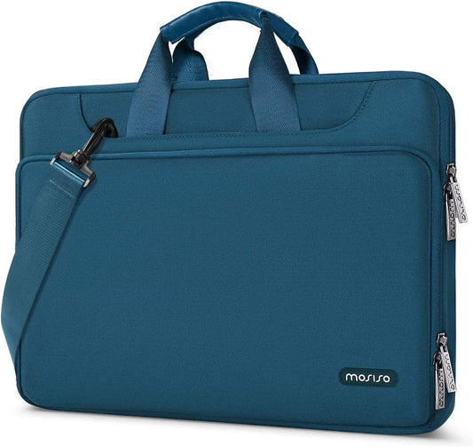 360° Protective Laptop Shoulder Bag – Teal Green Sleeve with Belt, Compatible with MacBook Air 15" M4/M3/M2 A3241 A3114 A2941, MacBook Pro 16" M4/M3/M2/M1, Fits 15-15.6" Notebooks