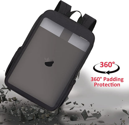 Water-Resistant Laptop Backpack with USB Charging Port – Deep Storage College School Bookbag Fits 15-Inch Laptop, Travel Work Daypack for Men & Women, Black