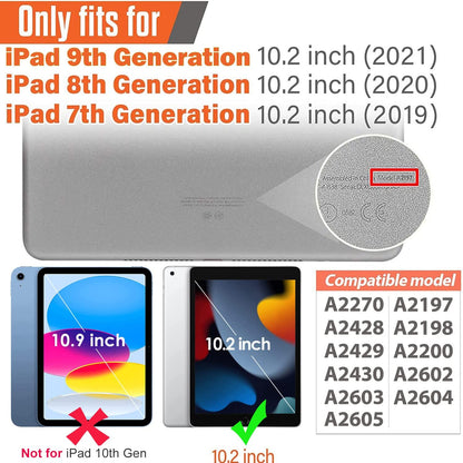 Kids Case for Ipad 9Th/8Th/7Th Gen - Ipad 10.2 Inch Case with Built-In Screen Protector, Durable Shockproof Handle Stand, Blue