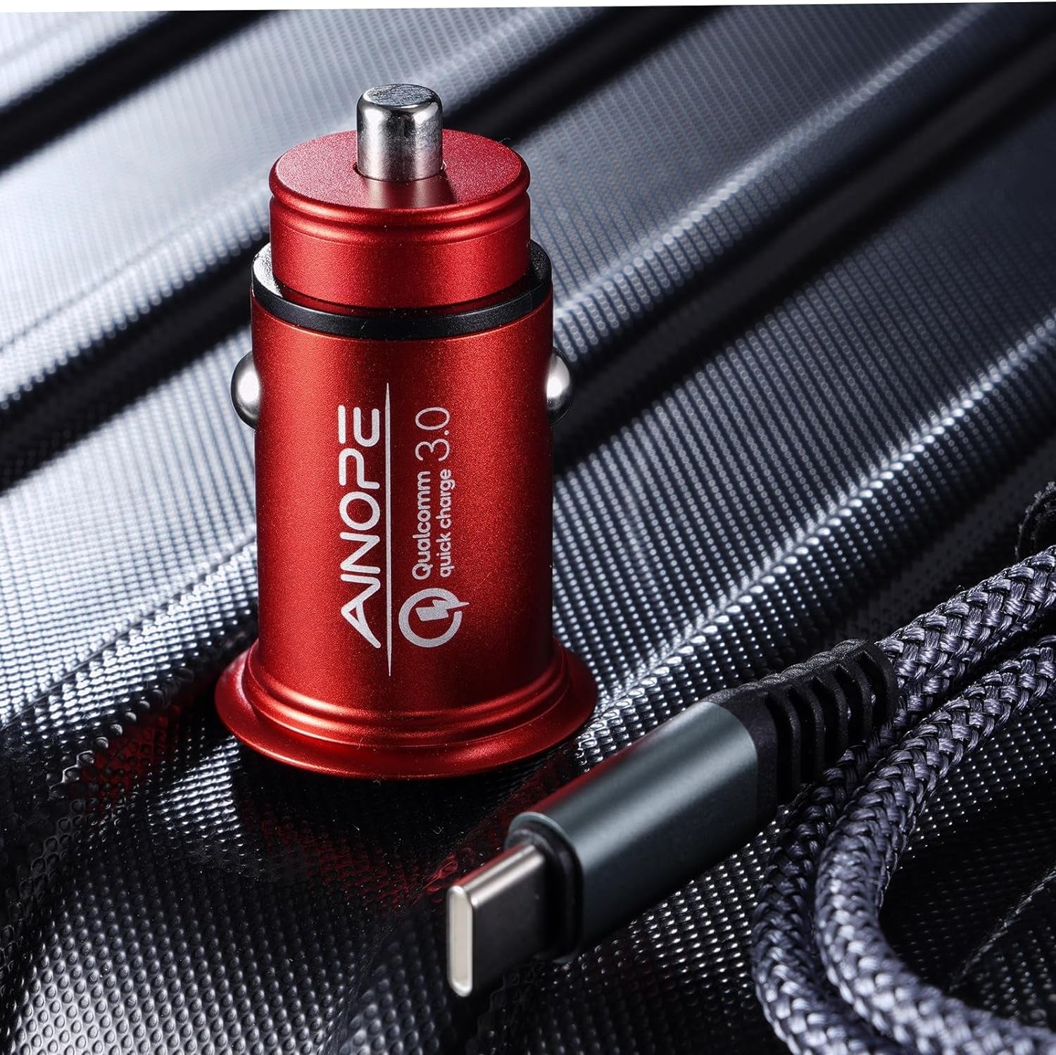 Super Mini USB C Car Charger, 54W All-Metal Fast Car Charger Adapter with PD & QC 3.0 Dual Ports, Compatible with iPhone 15/14/13/12/11 Pro Max, Galaxy S24/S23/S22/S21/S20 – Red