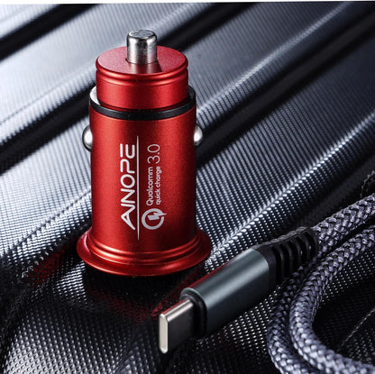 Super Mini USB C Car Charger, 54W All-Metal Fast Car Charger Adapter with PD & QC 3.0 Dual Ports, Compatible with iPhone 15/14/13/12/11 Pro Max, Galaxy S24/S23/S22/S21/S20 – Red