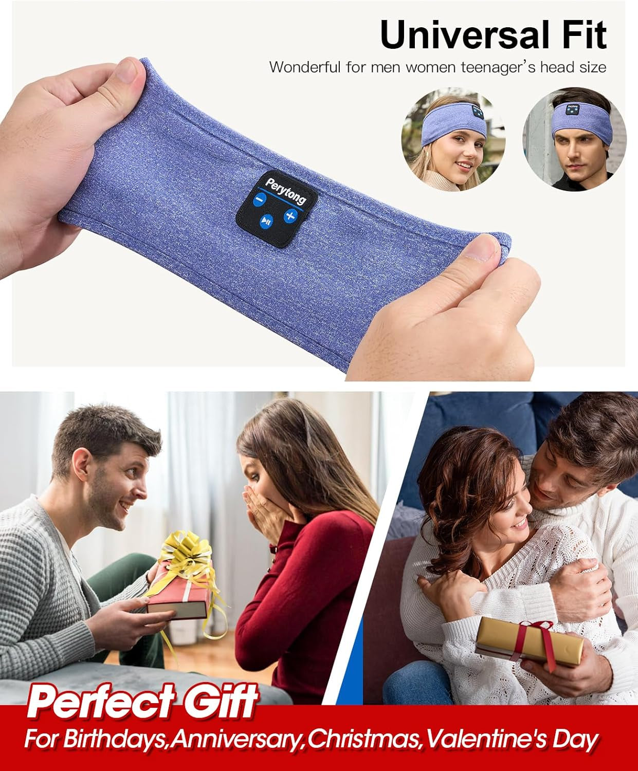 Bluetooth Sleep Headphones Headband – Wireless Sports Headband with Ultra-Thin HD Stereo Speakers for Sleeping, Running, Yoga, Meditation, Insomnia, Travel & Workout