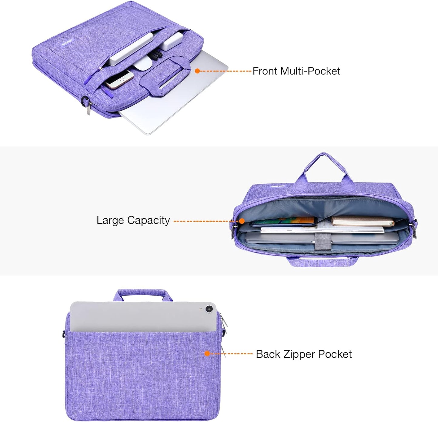 13–14 Inch Laptop Shoulder Messenger Bag – Compatible with MacBook Air/Pro, MacBook Pro 14 Inch M3/M2/M1 (2021–2023), Adjustable Depth Design, Stylish Slim Notebook Case, Purple