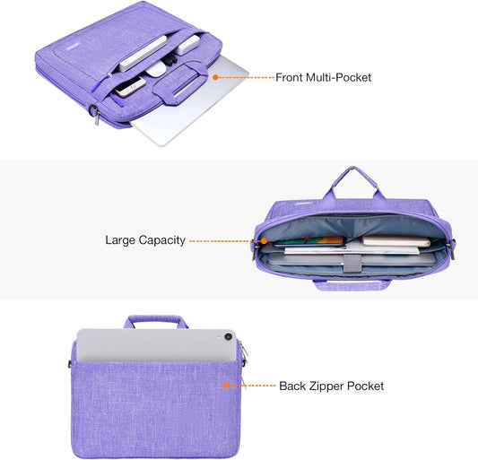 13–14 Inch Laptop Shoulder Messenger Bag – Compatible with MacBook Air/Pro, MacBook Pro 14 Inch M3/M2/M1 (2021–2023), Adjustable Depth Design, Stylish Slim Notebook Case, Purple