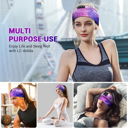 Bluetooth Sleep Headphones Headband – Wireless Music Headband with Ultra-Thin HD Stereo Speakers for Side Sleepers, Sports, Yoga, Travel & Relaxation