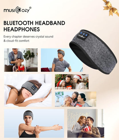 Bluetooth 5.4 Sleep Headphones Headband – Wireless Music Eye Mask with HD Stereo Speakers, Ultra-Soft Sleep Earbuds for Side Sleepers, Travel, Running, Yoga – Ideal Gift for Men & Women