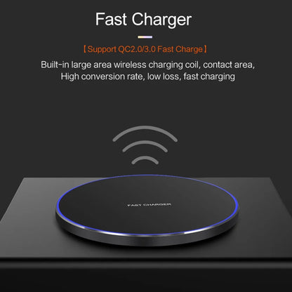 15W Fast Wireless Charger Pad – Aluminum Wireless Charging Dock Compatible with iPhone 16/15/14/13/12/11/XS/XR/8 & Samsung Galaxy S25/S24/S23/S22/S21, Note 20/10