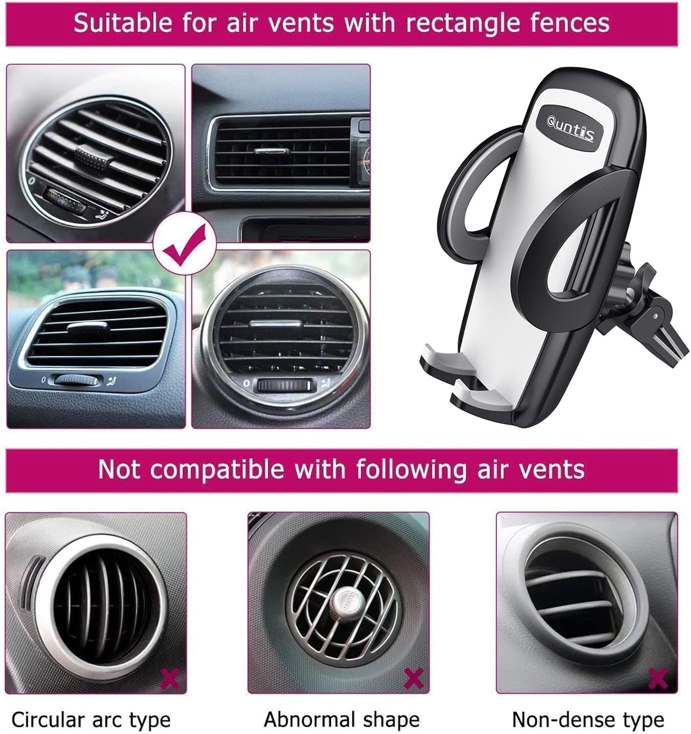 Universal Car Phone Holder – 360° Rotating Air Vent Mount & Stand Cradle for All Smartphones