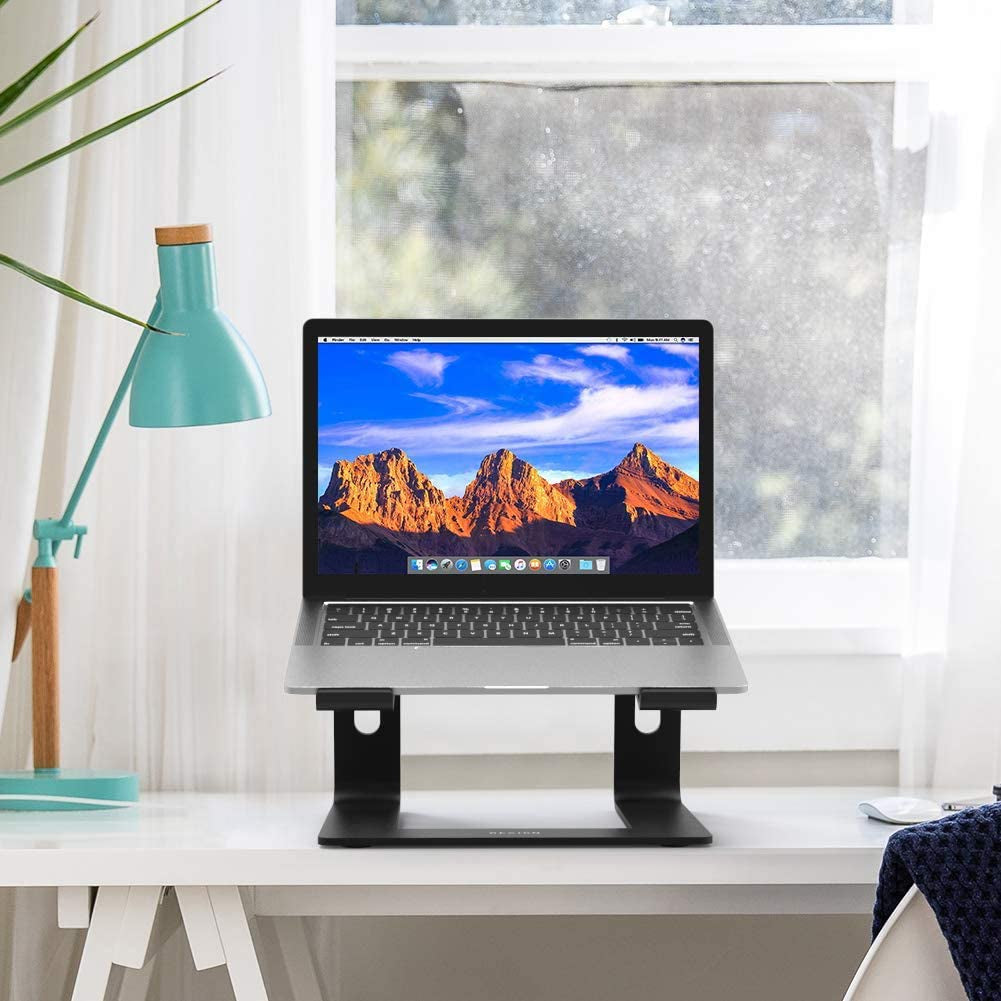 LS03 Aluminum Laptop Stand – Ergonomic Adjustable & Detachable Notebook Riser Holder for 10" to 15.6" Laptops, Compatible with MacBook Air/Pro, Dell, HP, Lenovo & More – Sleek Black Finish