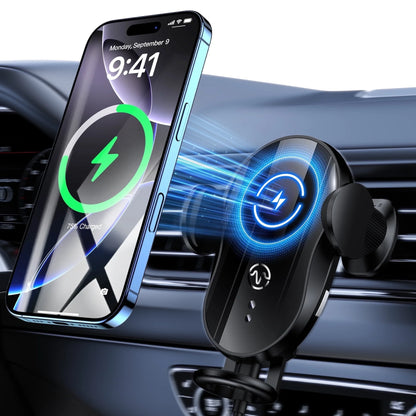 15W Auto-Clamping Wireless Car Charger Mount – Qi Fast Charging Air Vent Phone Holder for iPhone 16/15/14/13/12/11 & Samsung Galaxy S23/S22/S21/S10/S9/S8 Series