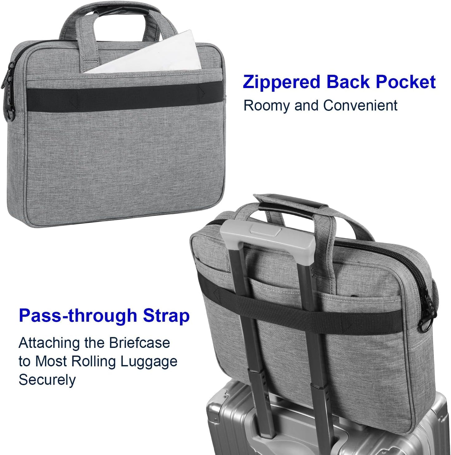 17-Inch Laptop Briefcase – Water-Resistant Business Laptop Bag with Shoulder Strap, Slim & Lightweight Carry-On Computer Case for Men & Women – Professional Work Tote, Travel Office Gift (Grey)