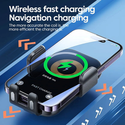15W Wireless Car Charger Mount – Fast Qi Charging Auto-Clamping Phone Holder for Air Vent, Compatible with iPhone 14/13/12/11/X & Samsung Galaxy S22/S20/S10/S9/Note 20/10/9